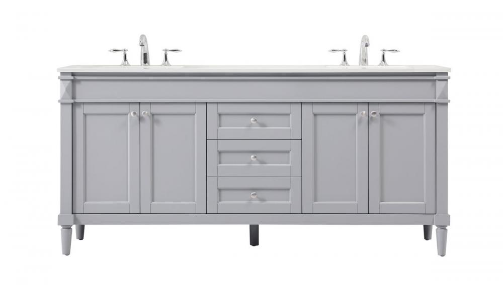 72 Inch Double Bathroom Vanity in Grey