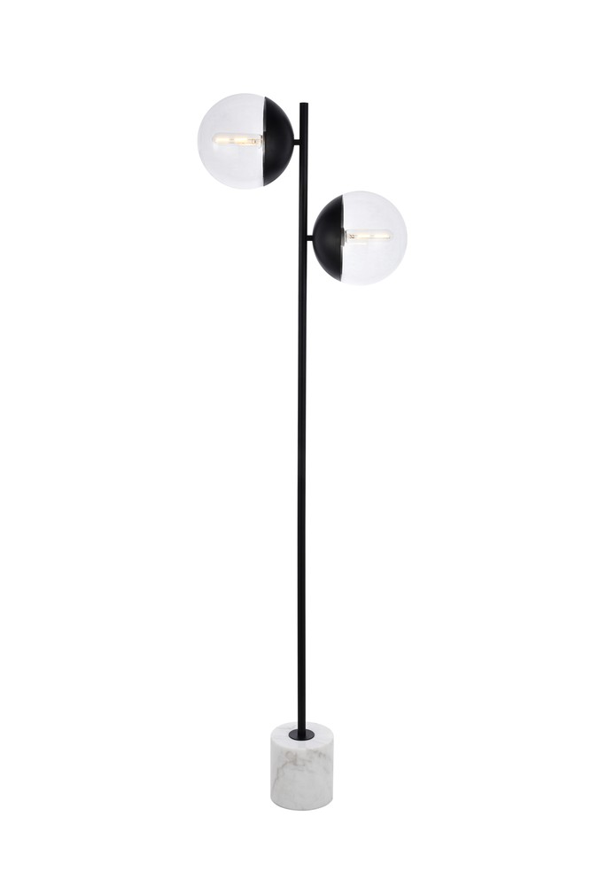 Eclipse 2 Lights Black Floor Lamp With Clear Glass