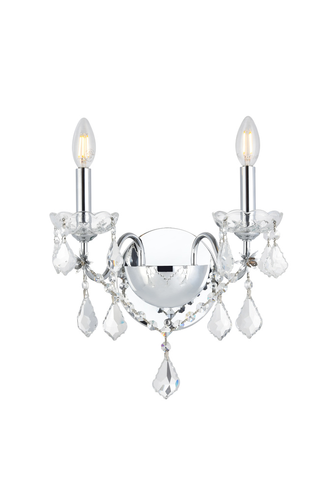 St. Francis 2 light Chrome Wall Sconce Clear Swarovski® Elements Crystal