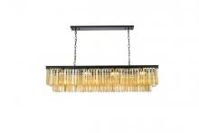 Elegant 1202D60MB-GT/RC - Sydney 12 Light Matte Black Chandelier Golden Teak (Smoky) Royal Cut Crystal