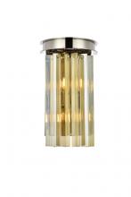 Elegant 1208W8PN-GT/RC - Sydney 2 Light Polished Nickel Wall Sconce Golden Teak (Smoky) Royal Cut Crystal