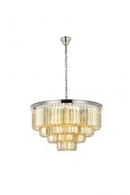 Elegant 1231D32PN-GT/RC - Sydney 17 Light Polished Nickel Chandelier Golden Teak (Smoky) Royal Cut Crystal