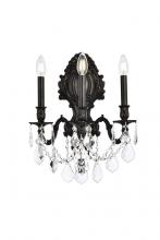 Elegant 9603W14DB/RC - Monarch 3 Light Dark Bronze Wall Sconce Clear Royal Cut Crystal