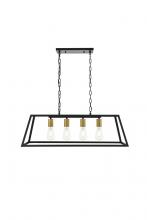 Elegant LD4061D32BRB - Resolute 4 Light Brass and Black Pendant