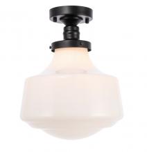 Elegant LD6243BK - Lyle 1 Light Black and Frosted White Glass Flush Mount