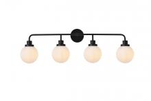  LD7036W38BK - Hanson 4 Lights Bath Sconce in Black with Frosted Shade