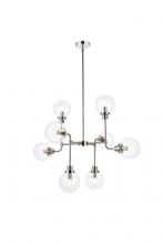  LD7039D36PN - Hanson 8 Lights Pendant in Polished Nickel with Clear Shade