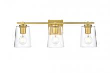 Elegant LD7310W23BRA - Kacey 3 Light Brass and Clear Bath Sconce