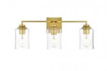 Elegant LD7314W23BRA - Ronnie 3 Light Brass and Clear Bath Sconce