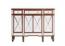 Elegant MF6-1110GC - 3 Drawer 4 Door Cabinet 48 .in.x14 In.x36 In. in Gold Clear