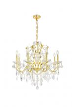  V2015D26G/RC - St. Francis 8 Light Gold Chandelier Clear Royal Cut Crystal