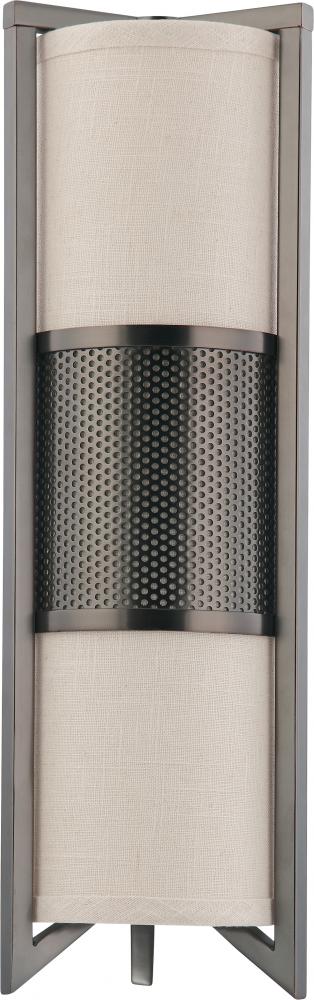 Diesel - 3 Light Vertical Sconce with Khaki Fabric Shade - Hazel Bronze Finish