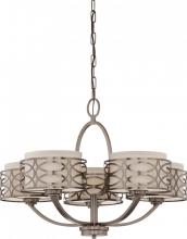 Nuvo 60/4725 - Harlow - 5 Light Chandelier with Khaki Fabric Shades - Hazel Bronze Finish