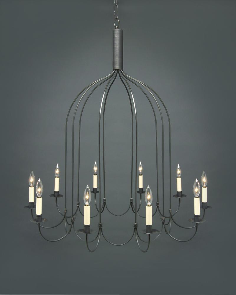 Hanging J-Arms Dark Brass 10 Candelabra Sockets