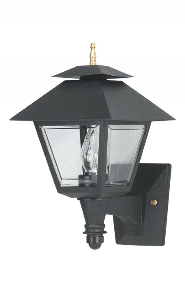 COLONIAL WALL LANTERN BLACK W/CLEAR BEVELED LENS