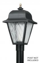 Wave Lighting 410-BK - SAXONY POST LANTERN BLACK W/FROSTED BEVELED LENS