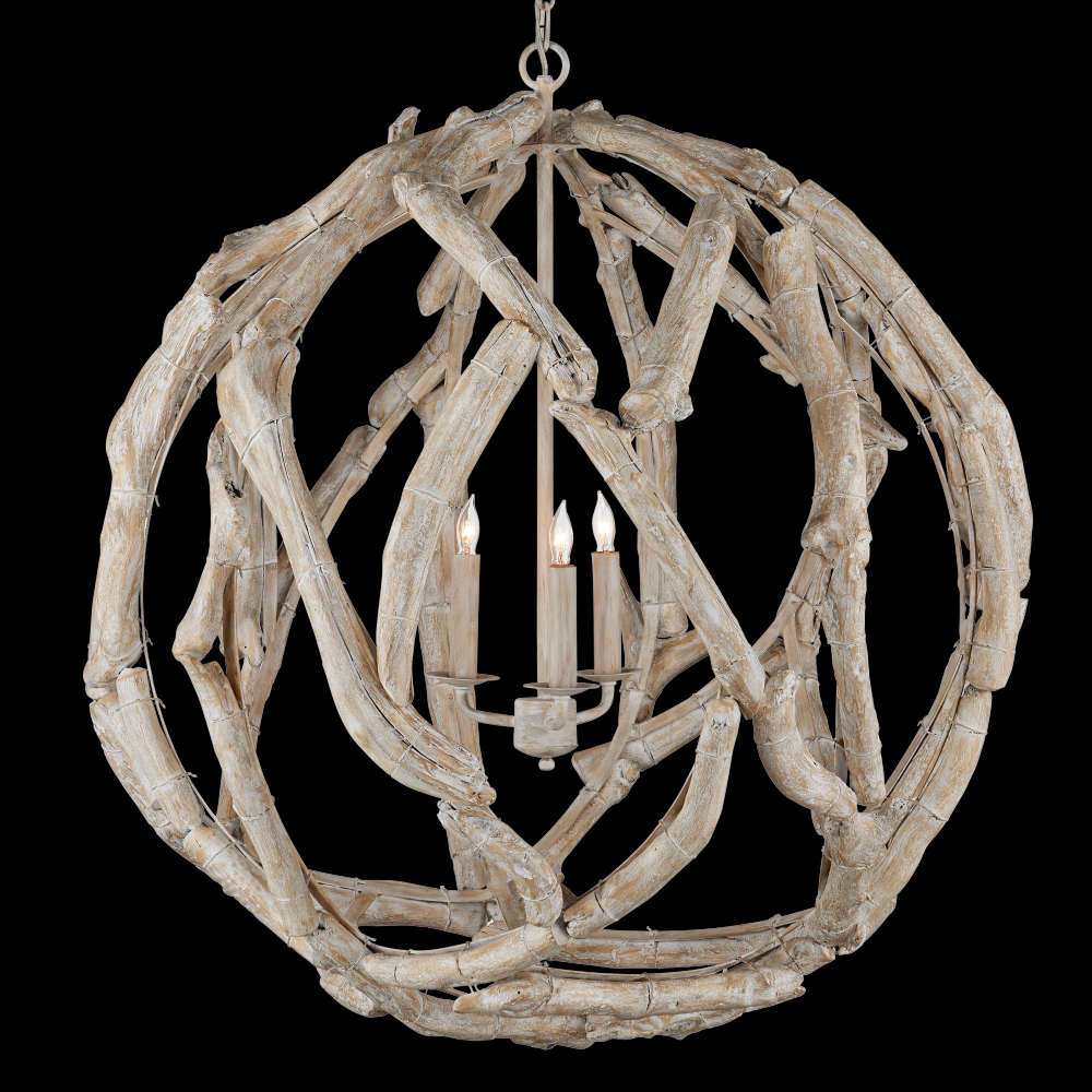 Driftwood Whitewash Orb Chandelier