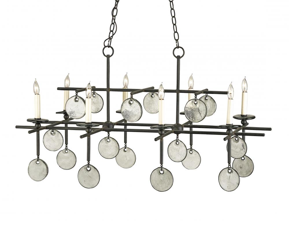 Sethos Black Recycled Glass Rectangular Chandelier